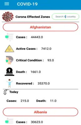 COVID-19 android App screenshot 2